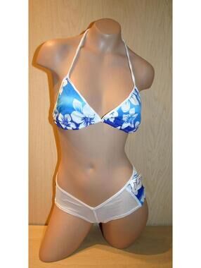 VINTAGE BODYZONE BLUE FLORAL TRI TOP AND Boyshort NWT